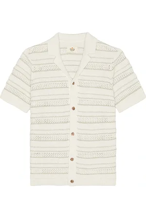 Marine Open Knit Sweater Button Down Shirt in .