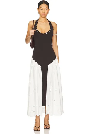 SIEDRES ROBE URSULA in Brown,White.