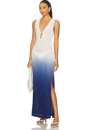 Runaway The Label ROBE MAXI REINA in Ivory,Navy.