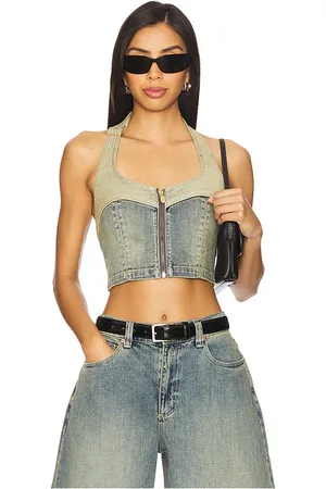 ABrand Roxie Denim Halter Top in .
