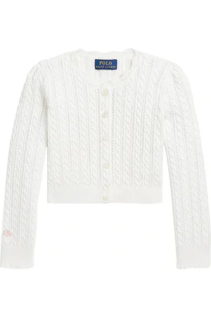 Ralph Lauren Kids Pointelle Mini Cable Knit Cardigan in .