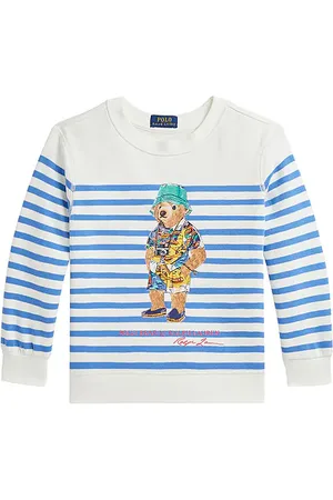 Ralph Lauren Kids Novelty Bear Graphic Striped Sweatshirt in .