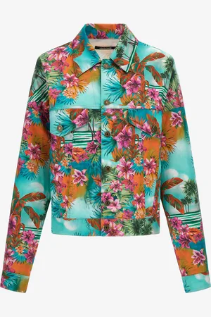 Roberto Cavalli Hawaii Print Denim Jacket - Female Manteaux Et Vestes 38