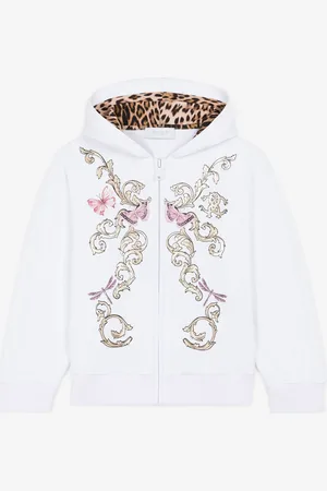 Roberto Cavalli Sweat À Capuche Zippé En Coton À Imprimé Filigrane - Female Sweats 04a