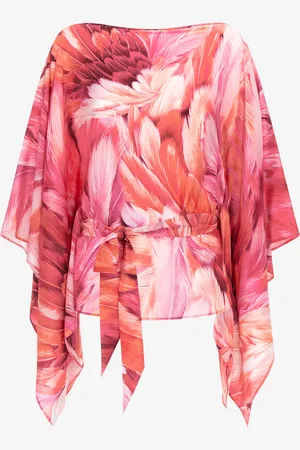 Roberto Cavalli Plumage Print Short Kaftan - Female Blouses Et Tops 38