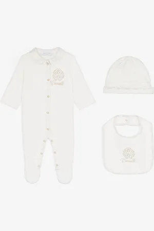 Roberto Cavalli Ensemble Grenouillère En Coton À Broderie Rc Monogram - Prêt-à-porter 06m