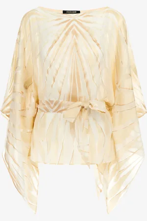Roberto Cavalli Ray Of Gold Print Satin Caftan - Female Blouses Et Tops 38