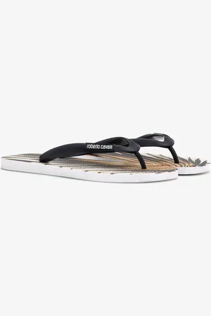 Roberto Cavalli Ray Of Gold Print Rubber Flip-flops - Male Sandales Et Claquettes 41