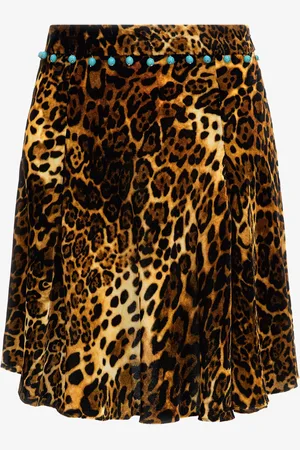Roberto Cavalli Leopard Print Velvet Skirt - Female Prêt-à-porter 38