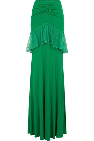 Roberto Cavalli Lace-trim Ruched Maxi Skirt - Female Prêt-à-porter 40