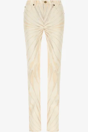 Roberto Cavalli Ray Of Gold Print Skinny Cotton Trousers - Female Pantalons Et Shorts 40