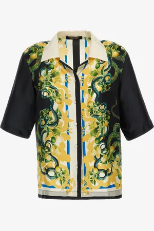 Roberto Cavalli Lemon And Snake Silk Shirt - Female Blouses Et Tops 38