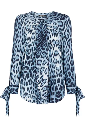 Roberto Cavalli Blue Leopard Shirt - Female Blouses Et Tops 42