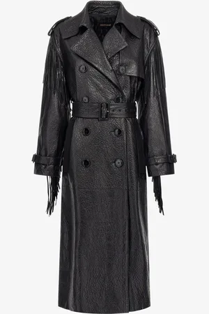 Roberto Cavalli Trench En Cuir À Franges - Female Prêt-à-porter 38