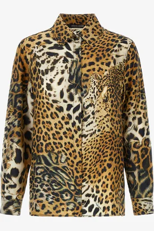 Roberto Cavalli Jaguar Skin Silk Shirt - Female Blouses Et Tops 38