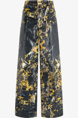 Roberto Cavalli Loose Trousers With Marble Print - Female Pantalons Et Shorts 38