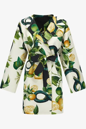Roberto Cavalli Lemon Print Belted Coat - Female Prêt-à-porter 40