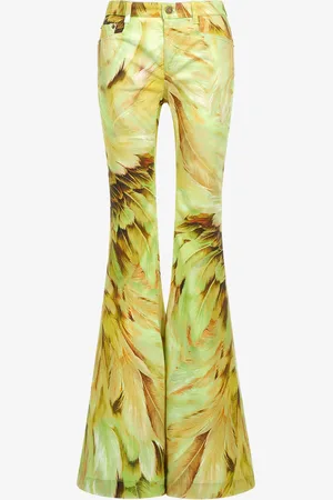 Roberto Cavalli Plumage Print Denim - Female Pantalons Et Shorts 40