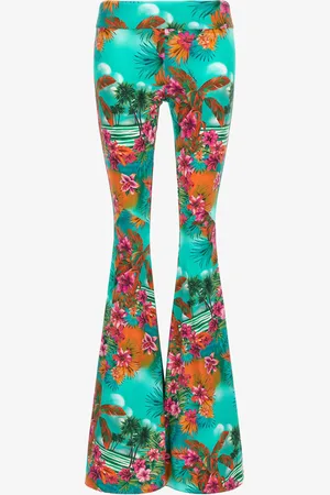 Roberto Cavalli Flared Hawaii Print Trousers - Female Pantalons Et Shorts 40