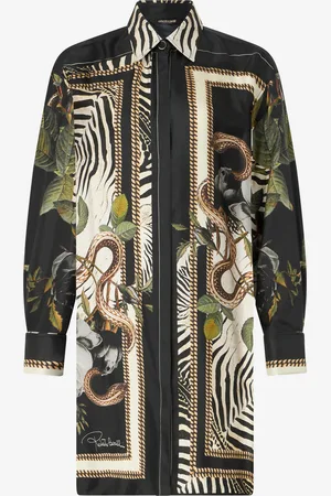 Roberto Cavalli Chemise Longue À Imprimé Zèbre Et Serpents - Female Robes 40