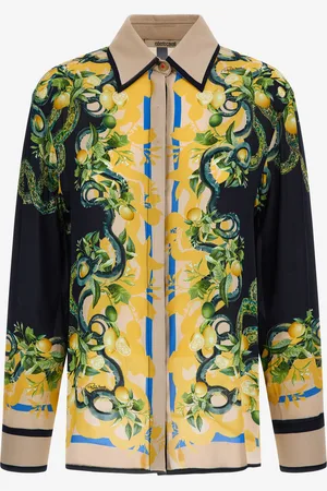 Roberto Cavalli Lemon And Snake Silk Shirt - Female Blouses Et Tops 42