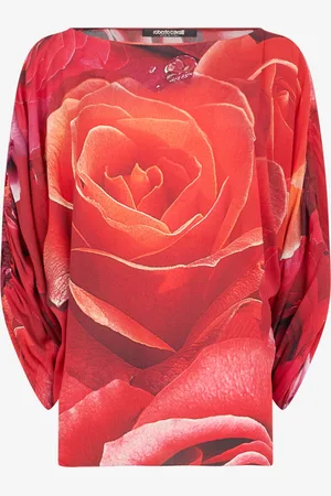 Roberto Cavalli Pull Avec Manches Froncées Et Imprimé Roses - Female Blouses Et Tops 38