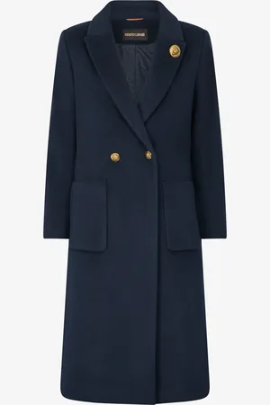 Roberto Cavalli Manteau Bleu En Laine Cachemire - Female Prêt-à-porter 48