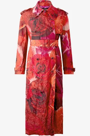 Roberto Cavalli Long Trench Ondulé À Imprimé Roses - Female Manteaux Et Vestes 38