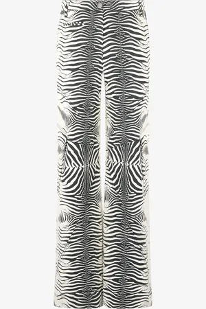 Roberto Cavalli Pantalon En Coton Stretch À Imprimé White Tigresse - Female Pantalons Et Shorts 38