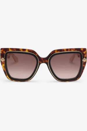 Roberto Cavalli Lunettes De Soleil Larges Et Féminines Sur Le Devant Avec Double Anneau Décoratif - Female Lunettes De Soleil Unica