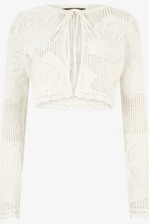 Roberto Cavalli Cardigan Cropped Ajouré Avec Roses - Female Tricots Xs