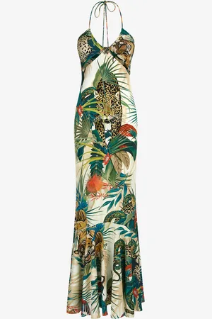 Roberto Cavalli Robe Maxi Imprimé Jungle À Col Licou - Female Robes 40