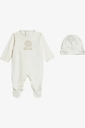 Roberto Cavalli Ensemble Grenouillère En Coton À Motif Rc Monogram - Prêt-à-porter 06m