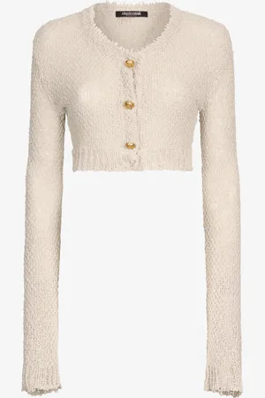 Roberto Cavalli Cardigan Court Boutonné Doré - Female Tricots Xs