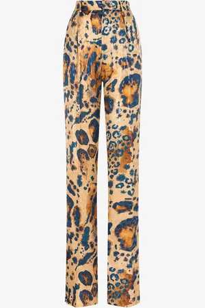 Roberto Cavalli Pantalon Droit À Motif Jaguar En Jacquard - Female Pantalons 44