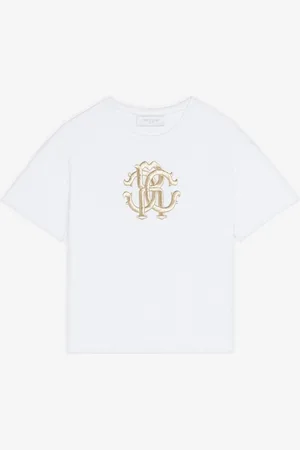 Roberto Cavalli T-shirt En Coton À Broderie Rc Monogram - Female Prêt-à-porter 12a