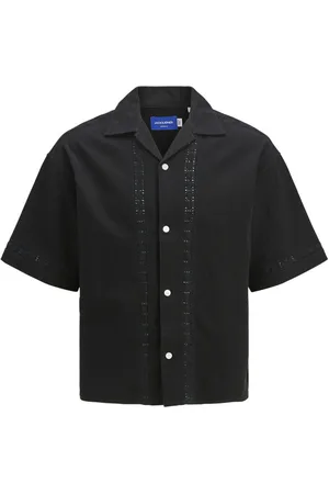 JACK & JONES Chemise Avec Manches Courtes Et Col Français Noire - Noire