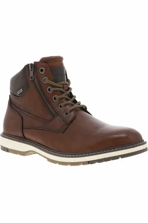 TOM TAILOR Bottines Cognac Et à Lacets Et Zip Latéral - Cognac