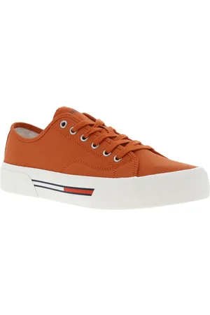 Tommy Hilfiger Baskets En Toile Basse Rouge à Semelle Plate Et à Lacets Plats - Rouges