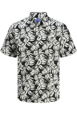 JACK & JONES Chemise Coton Avec Manches Courtes Et Col à Revers Noire - Noire