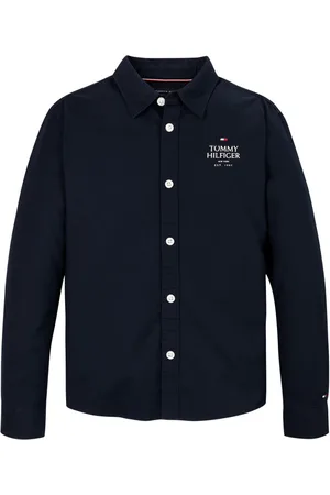 Tommy Hilfiger Chemise Junior Garçon Coton En Transition Avec Manches Longues Et Col Français Marine - Marine