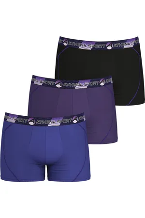 ATHENA Lot De 3 Boxers Multicolore Avec Nom De La Marque Inscrit En Violet Sur La Ceinture élastiquée Noire - Multicolore