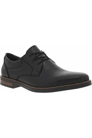 Rieker Derbies En Cuir Noir à Talon Aspect Boisé Décroché Bas - Noires