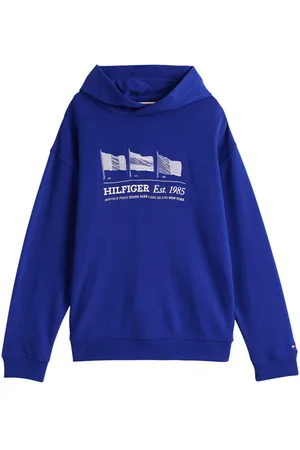 Tommy Hilfiger Sweat Junior Garçon Coton Régénératif Avec Manches Longues Et Col à Capuche Bleu - Bleu