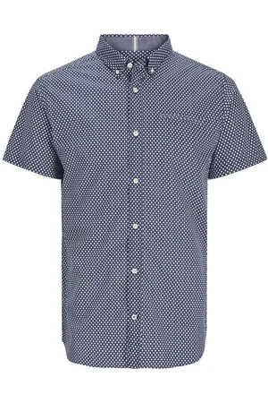 JACK & JONES Chemise Premium Coton Avec Manches Courtes Et Col Américain Marine à Pois - Marine