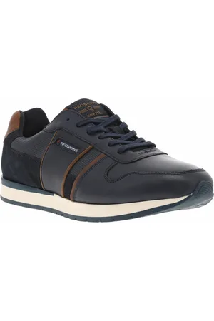 Redskins Sneakers En Cuir Bleu Marine à Lacets Plats - Bleu Marine