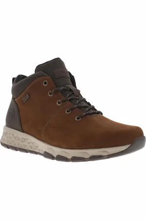 Rieker Bottines En Cuir Nubuck Marron Et à Lacets Ronds - Marron