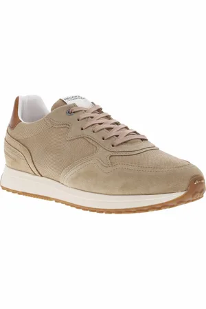 Redskins Baskets Basses Running En Cuir Nubuck à Semelle Plate Et à Lacets Plats Beiges - Beige