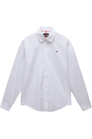 Napapijri Chemise Coton Avec Manches Longues Et Col Français Blanche - Blanche