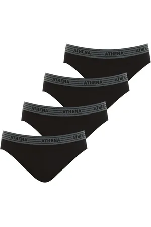 ATHENA Lot De 4 Slips En Coton Noir - Noir